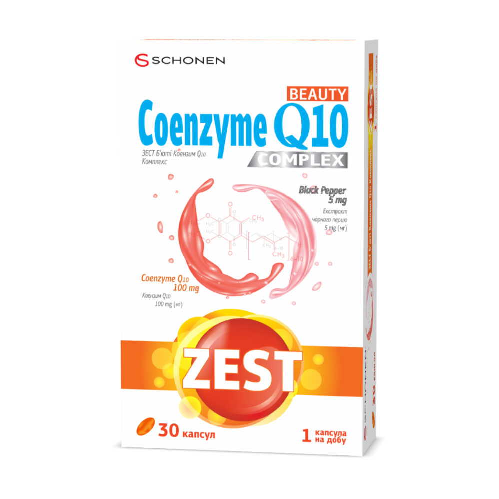 Комплекс коензим Q10 Schonen Zest Beauty Coenzyme Q10, 30 капсул